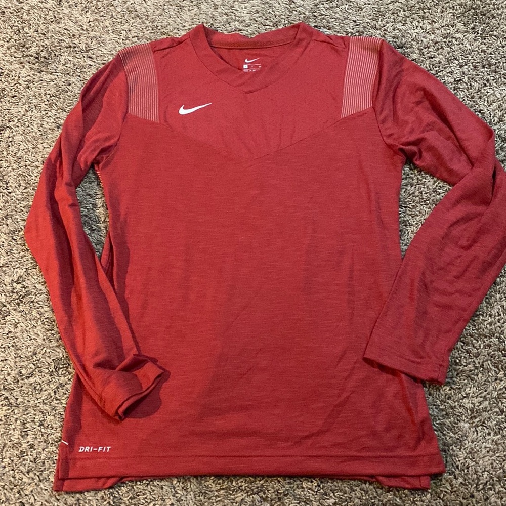Nike Dri-FIT Men's Long Sleeve UV Crew Neck Shirt Burgundy Size S